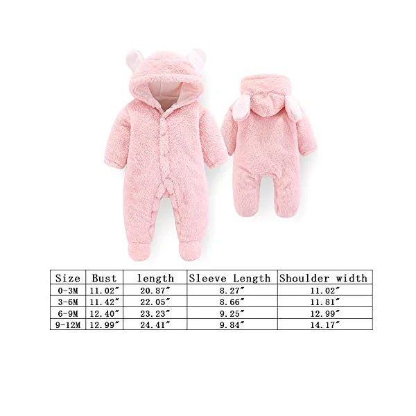 Winmany Newborn Baby Cartoon Bear Snowsuit Winter Coat Fleece Hooded Romper Jumpsuit