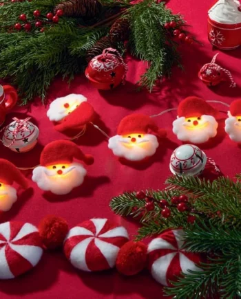 Winter Charm Felt Santa String Lights