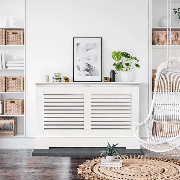 Winther Browne Wiltshire Large Radiator Cover, 150cm Wide in White