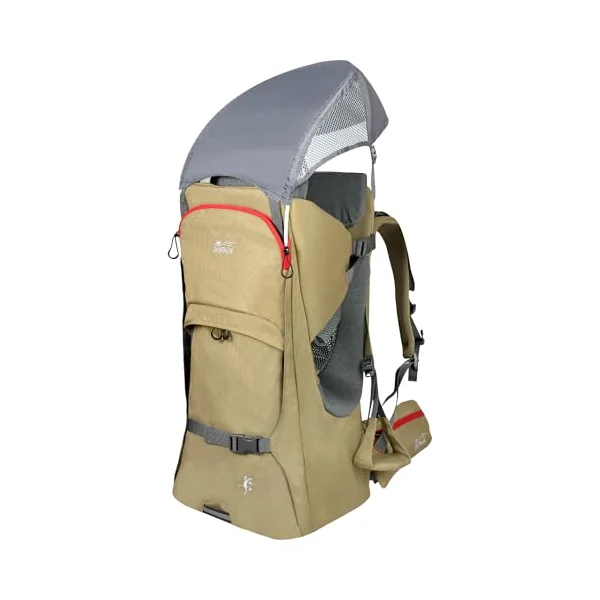 WIPHA Lightweight Baby Carrier Backpack - Adjustable & Ergonomic Hiking Child Carrier with Sunshade, Insulated Pocket, Comfortable for Toddlers & Parents (Sand)