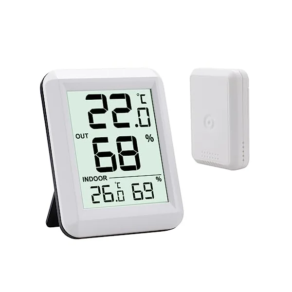 Wireless Thermometer Baby Room Hygrometer Digital LCD Temperature Humidity Temperature Humidity Monitor Indoor Outdoor Weather Station Sensor