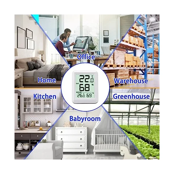 Wireless Thermometer Baby Room Hygrometer Digital LCD Temperature Humidity Temperature Humidity Monitor Indoor Outdoor Weather Station Sensor