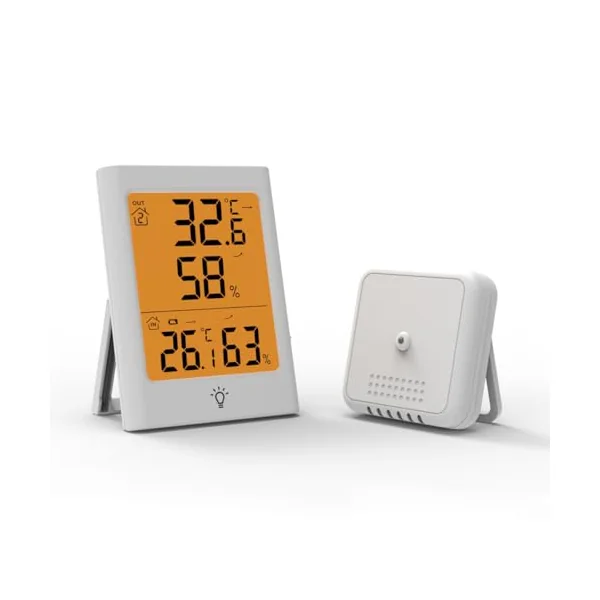 Wireless Thermometer Hygrometer Indoor Outdoor, Digital Temperature Humidity Monitor with Waterproof Sensor, LCD Backlight Max/Min Record, °C/°F Switchable, 100m Range for Home Garden Greenhouse