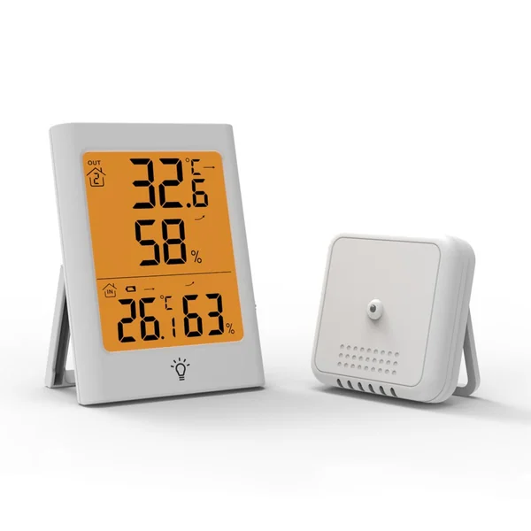 Wireless Thermometer Hygrometer Indoor Outdoor, Digital Temperature Humidity Monitor with Waterproof Sensor, LCD Backlight Max/Min Record, °C/°F Switchable, 100m Range for Home Garden Greenhouse