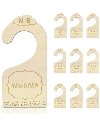 Wood Baby Closet Dividers for Baby Clothes, 10x Double-Sided Organizer - Baby Clothing Size Age Dividers, Baby Clothes Dividers, and Nursery Closet Organizers