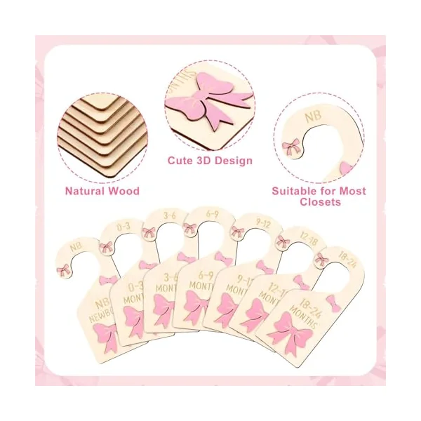 Wooden Baby Clothes Dividers with Lovely Bowknot Design Kids Clothing Separators for Nursery Wardrobes Organization Children ' s Closet Markers