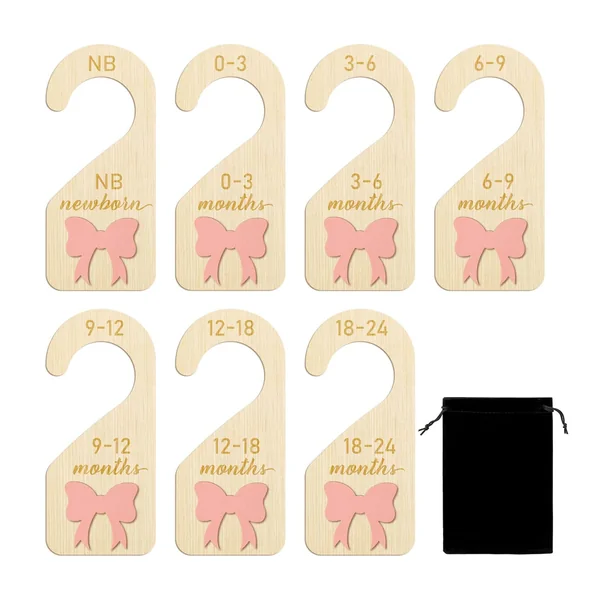 Wooden Baby Clothes Dividers with Lovely Bowknot Design Kids Clothing Separators for Nursery Wardrobes Organization Children ' s Closet Markers