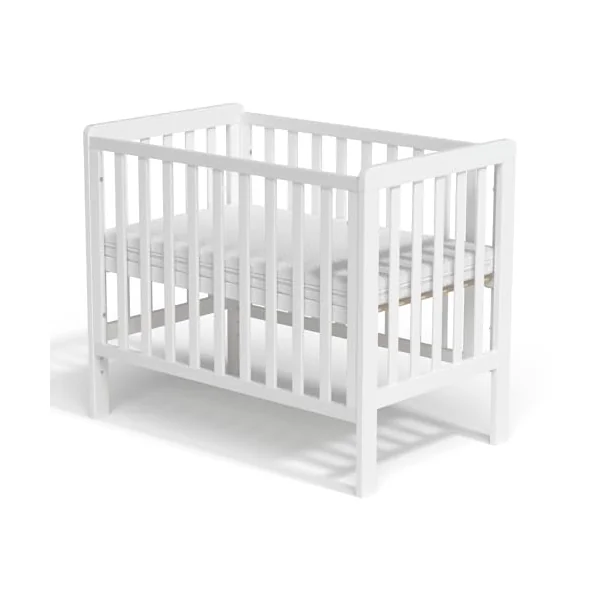 Wooden Baby Cot Bed With Deluxe Aloe Vera Mattress,Baby Crib,Convertible Cot,Baby Crib,3 Adjustable Bed Base Positions (100x60CM)