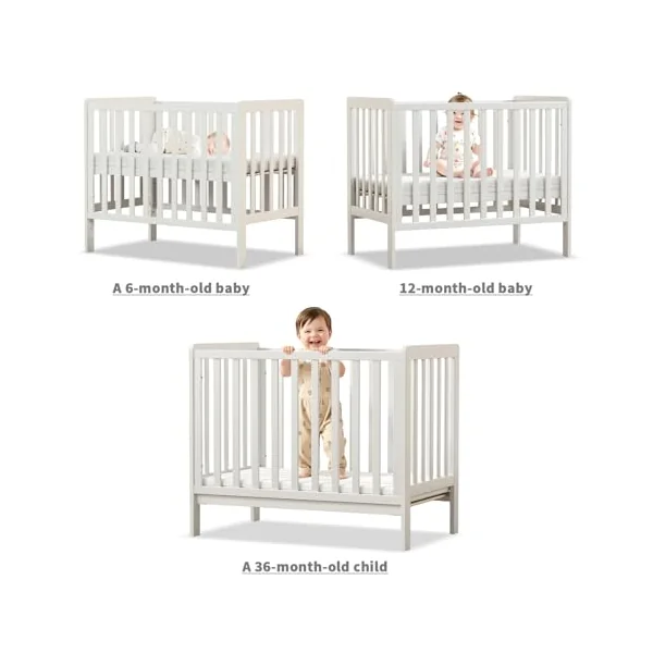 Wooden Baby Cot Bed With Deluxe Aloe Vera Mattress,Baby Crib,Convertible Cot,Baby Crib,3 Adjustable Bed Base Positions (100x60CM)