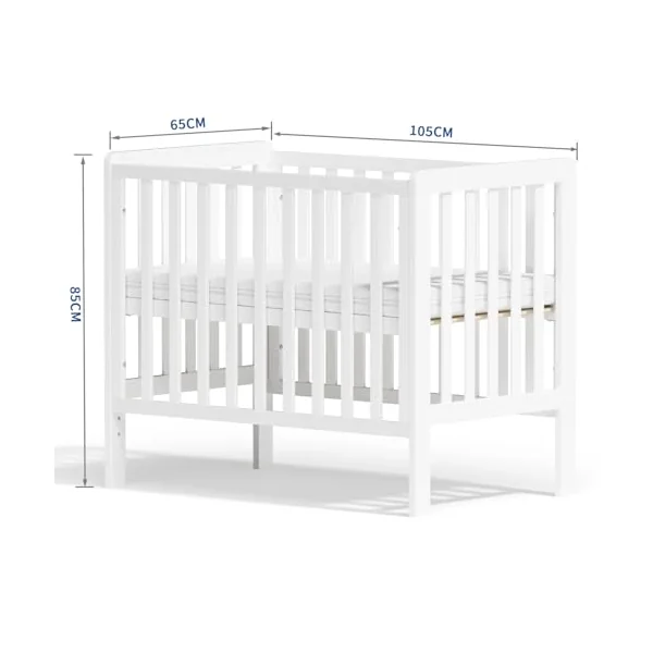 Wooden Baby Cot Bed With Deluxe Aloe Vera Mattress,Baby Crib,Convertible Cot,Baby Crib,3 Adjustable Bed Base Positions (100x60CM)
