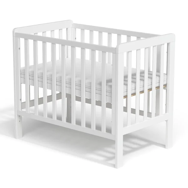 Wooden Baby Cot Bed With Deluxe Aloe Vera Mattress,Baby Crib,Convertible Cot,Baby Crib,3 Adjustable Bed Base Positions (100x60CM)