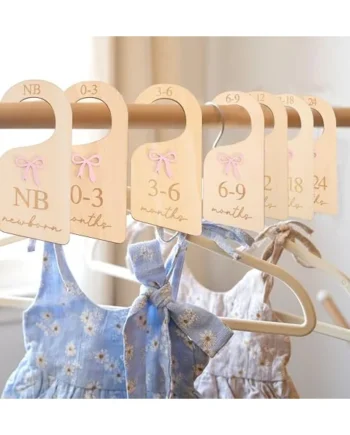 Wooden Bow Nursery Closet Dividers - Baby Girl Closet Organizer with Bow,Newborn to 24,Girl Closet Dividers,Bow Baby Shower(Bow-1)