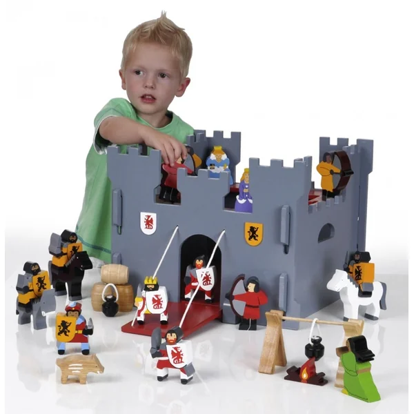 Wooden Castle and Figure Set