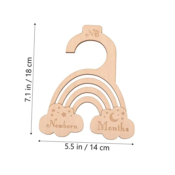 Wooden Closet Dividers 7pcs Khaki Baby Clothes Organizers | Easy to See Labels, Simple Handling, Baby Closet Size Markers, Home Storage for Ordered Wardrobe Shelves