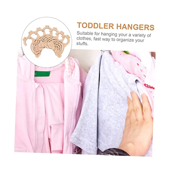 Wooden Closet Dividers 7pcs Khaki Baby Clothes Organizers | Easy to See Labels, Simple Handling, Baby Closet Size Markers, Home Storage for Ordered Wardrobe Shelves