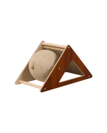 Wooden Interactive Cat Toy Cat Scratching Board with Sisal Ball, 40cm W x 20cm D x 21cm H