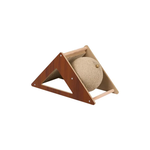 Wooden Interactive Cat Toy Cat Scratching Board with Sisal Ball, 40cm W x 20cm D x 21cm H
