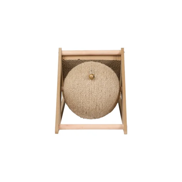 Wooden Interactive Cat Toy Cat Scratching Board with Sisal Ball, 40cm W x 20cm D x 21cm H