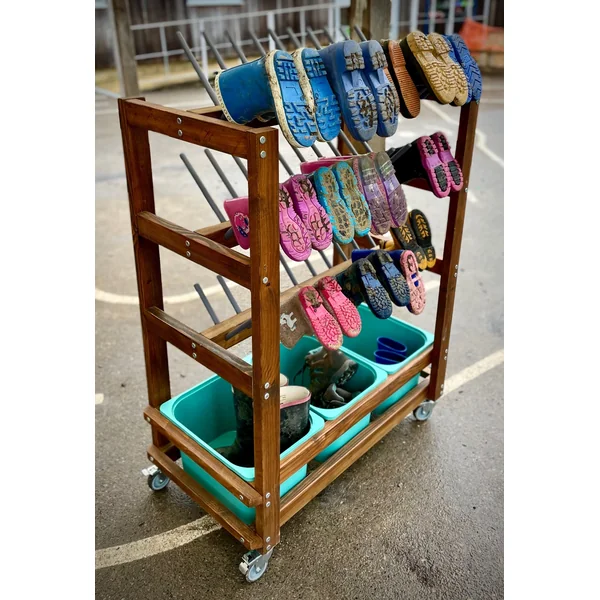 Wooden Mobile Welly Rack