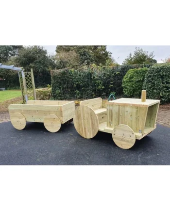 Wooden Playground Tractor and Trailer