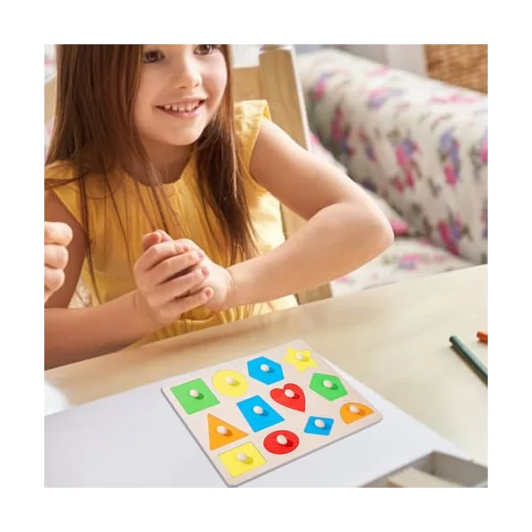 Wooden Puzzle Multi-Shape | Puzzle Shapes - Wooden Blocks for Sorting | Forms Early Learning Birthday Gift