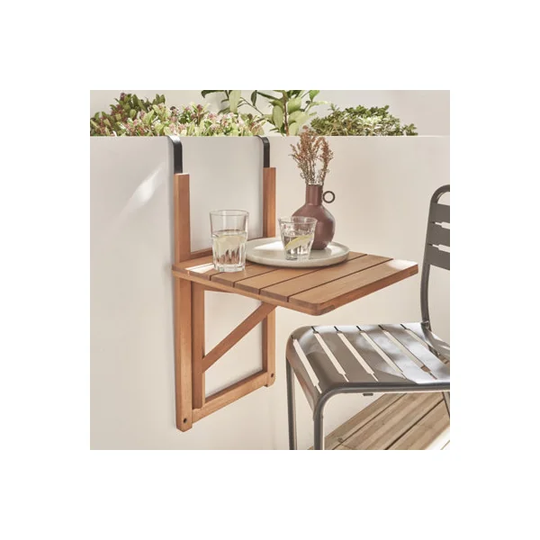 Wooden side table for balcony foldable Natural - sweeek