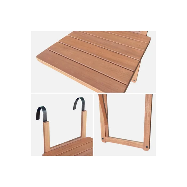 Wooden side table for balcony foldable Natural - sweeek