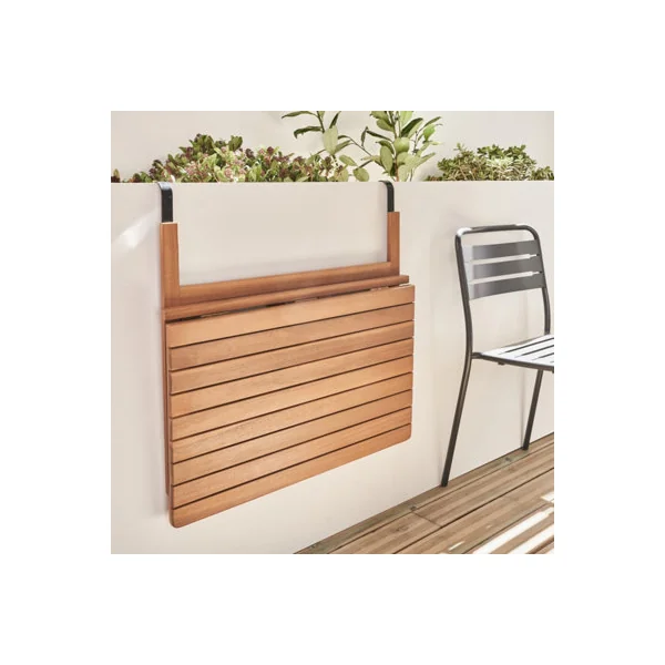 Wooden side table for balcony foldable Natural - sweeek