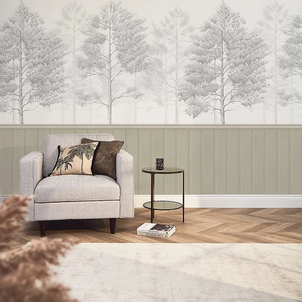 Woodland Whisper Panel Wallpaper in Taupe