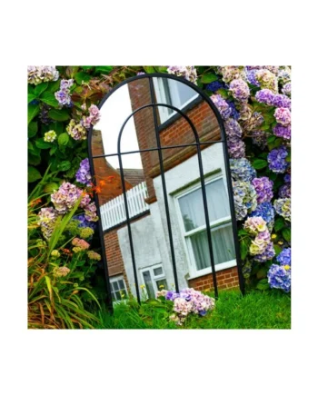 Woodside Oaken XL Decorative Arched Outdoor Garden Mirror, W: 65cm x H: 108cm