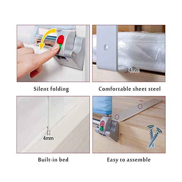 WUTONG Bed Rail, Bed Safety Rails Side Guard for Elderly Adults Toddlers, Assist Handle Handicap Bed Railing Folding Hospital Metal Grip Bumper Bar Easy Assembly