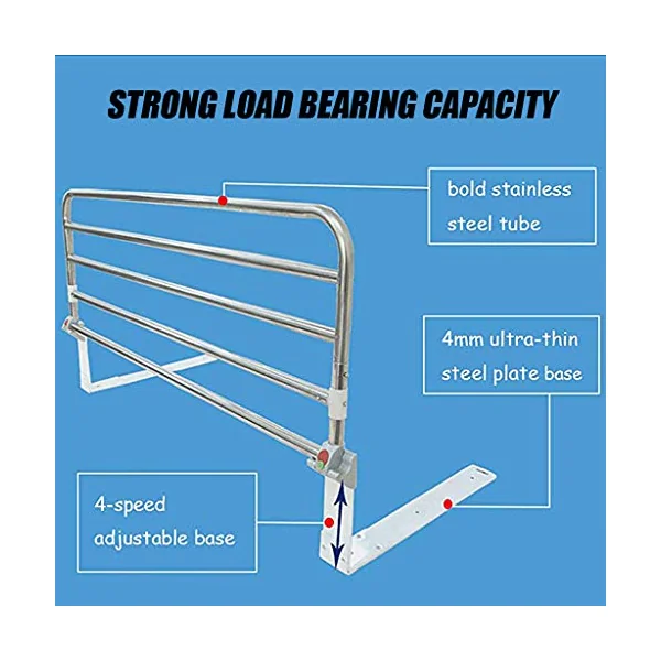 WUTONG Bed Rail, Bed Safety Rails Side Guard for Elderly Adults Toddlers, Assist Handle Handicap Bed Railing Folding Hospital Metal Grip Bumper Bar Easy Assembly