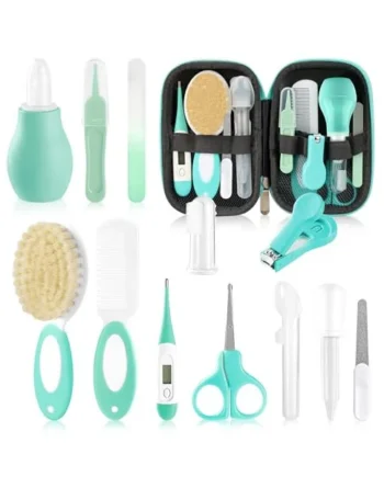 WXA Baby Healthcare and Grooming Kit with Nail Clippers, Scissors, Infant Grooming Kit for Newborns (18 in 1, Green)