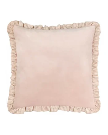 Wylder Solene Ruffle Matte Velvet Pink Cushion (45 x 45 x 8 cm)