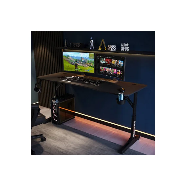 X Rocker Cougar XL 160cm Height Adjustable Gaming Desk with Mousepad - Black