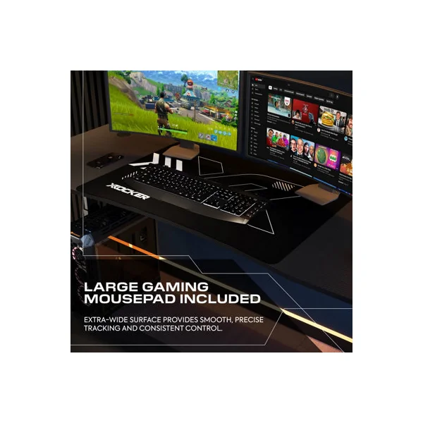 X Rocker Cougar XL 160cm Height Adjustable Gaming Desk with Mousepad - Black