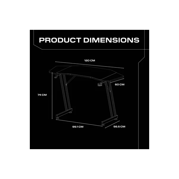 X Rocker Panther Evo 120cm Gaming Desk with Mousepad - Black