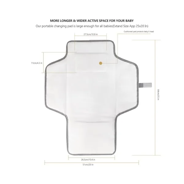 XIAOXIAOYU Diaper Changing Pad | Mini Changing Pad with Pillow | Foldable Waterproof Diaper, Portable Mat for Girl & Boy