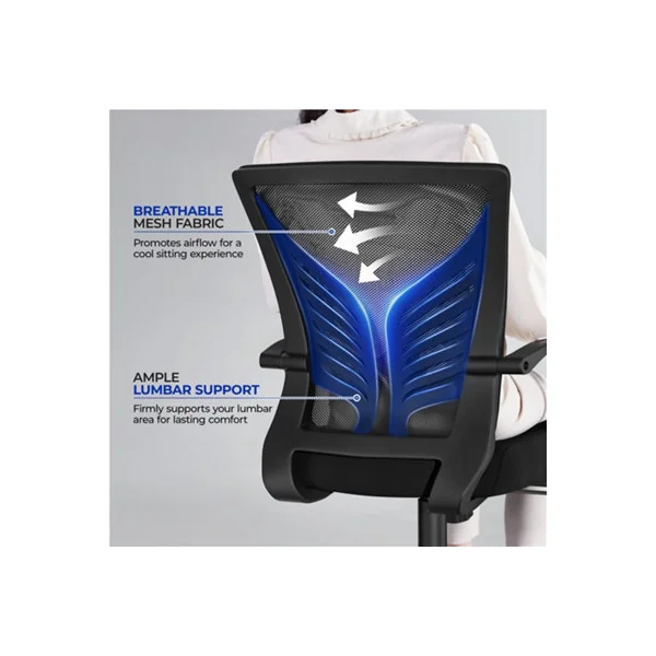 Yaheetech Adjustable Swivel Office Chair with Lumbar Support - Black