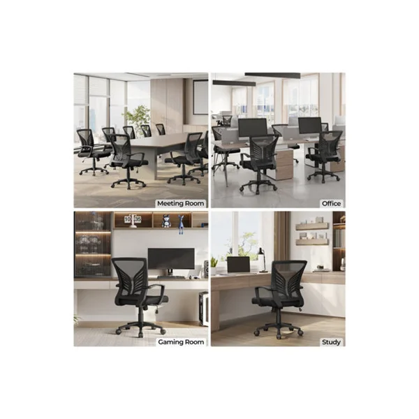 Yaheetech Adjustable Swivel Office Chair with Lumbar Support - Black