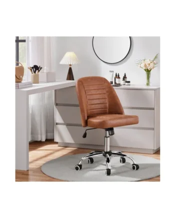 Yaheetech Swivel Office Desk Chair with Adjustable Height - Retro Brown