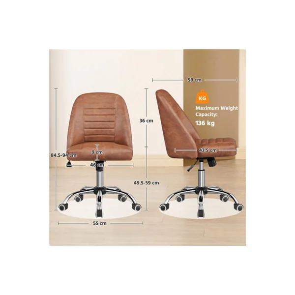 Yaheetech Swivel Office Desk Chair with Adjustable Height - Retro Brown