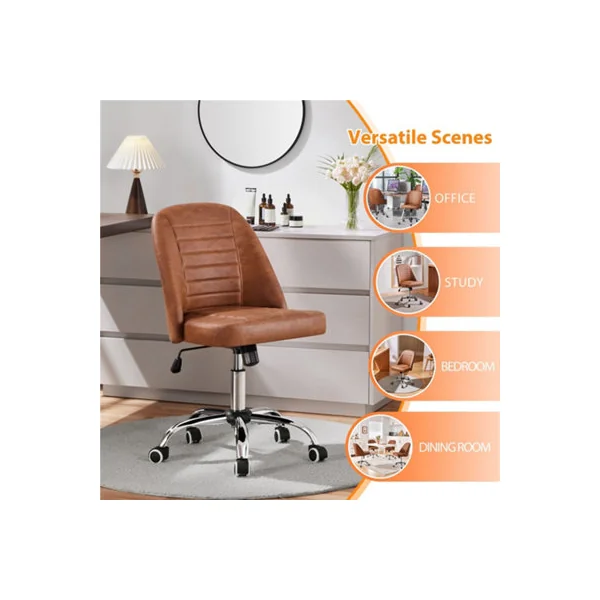 Yaheetech Swivel Office Desk Chair with Adjustable Height - Retro Brown