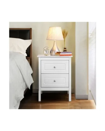 Yaheetech White 2 Drawer Bedside Table Rectangular End Table
