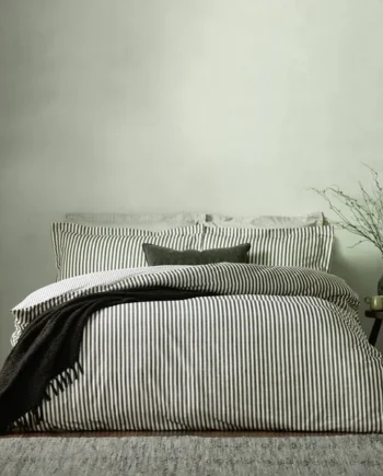 Yard Hebden Cotton Stripe Black Bedding Set - Single