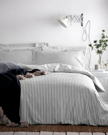 Yard Hebden Cotton Stripe Grey Bedding Set - Single