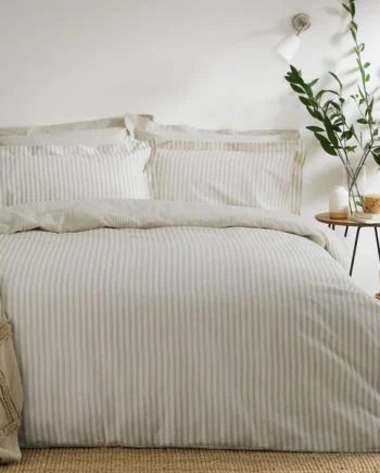 Yard Hebden Cotton Stripe Natural Bedding Set - Single