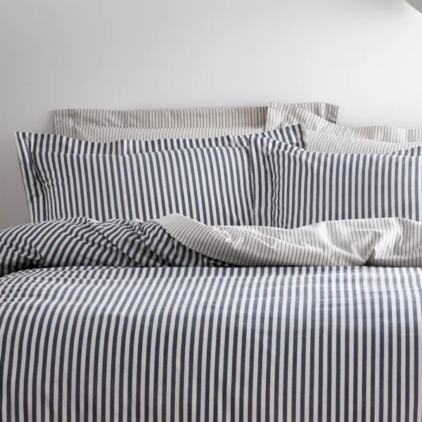 Yard Hebden Cotton Stripe Navy Bedding Set - Single