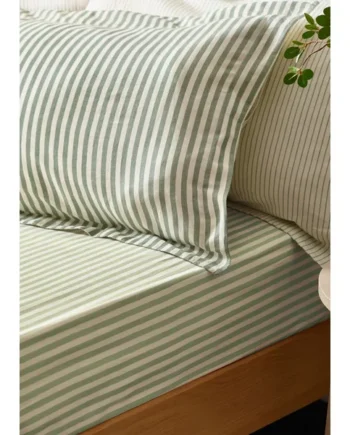 Yard Hebden Melange Stripe Cotton Forest Duvet Cover Set