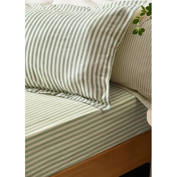 Yard Hebden Melange Stripe Cotton Forest Duvet Cover Set